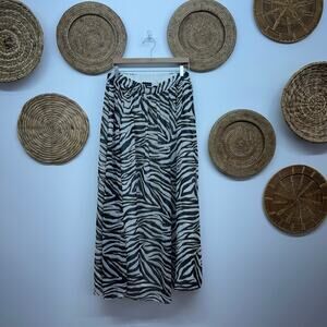 Express X Rachel Zoe Black White Zebra Print Maxi Skirt Large Lined